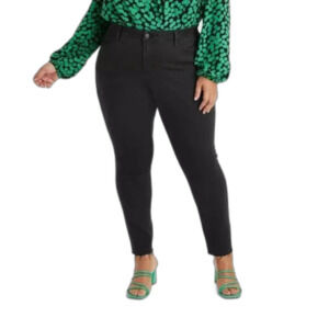 Ava & Viv Jeans Women's Black Mid Rise Skinny Raw Hem Ankle Size 26R